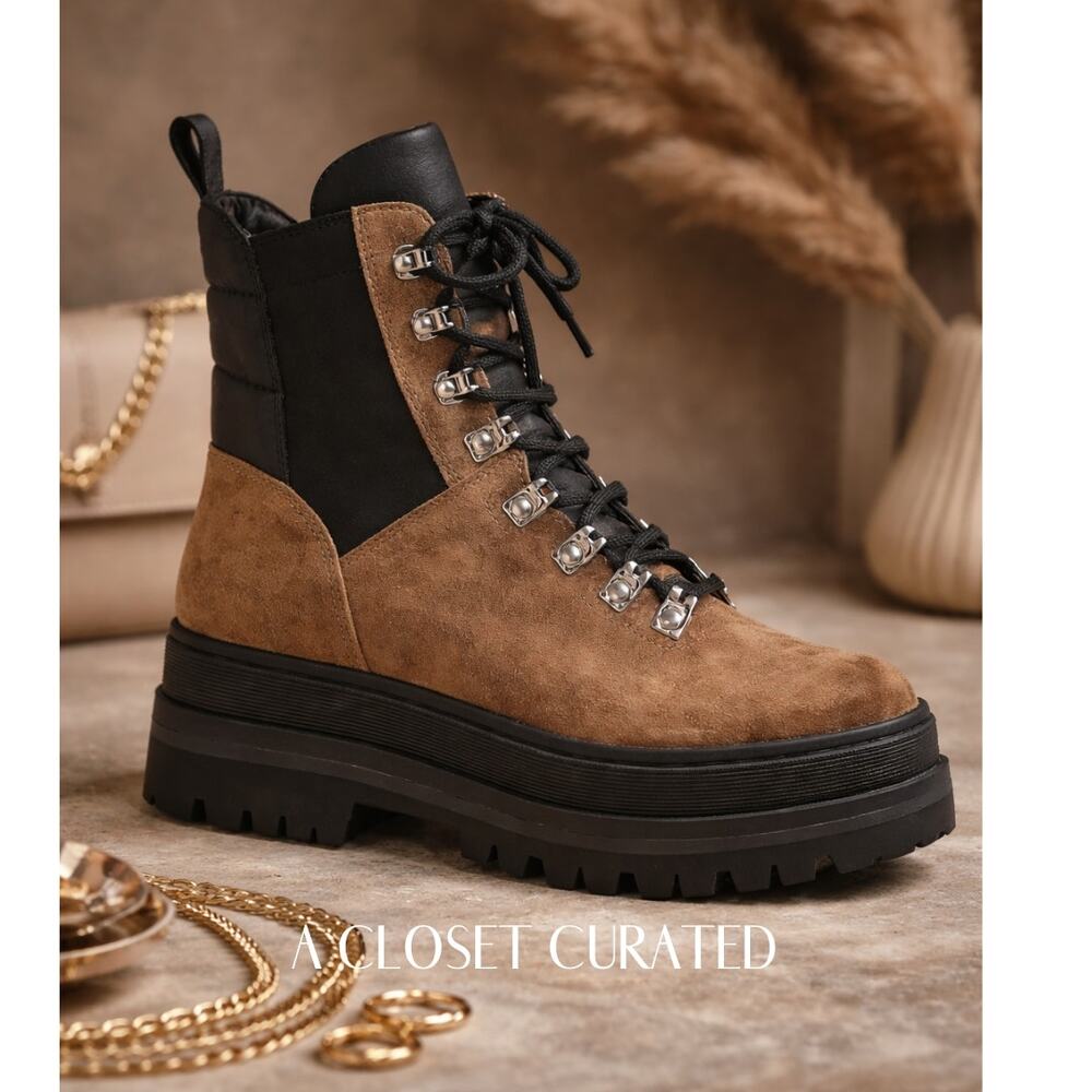 Marc Fisher Plune Lace Up Boot 8.5 Brown NEW
